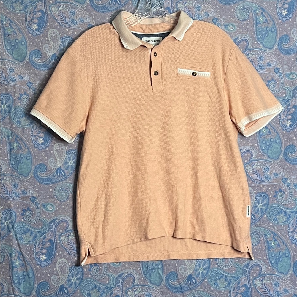 Sovereign Code  Coral Polo with Ivory Accents Men’s Size Small